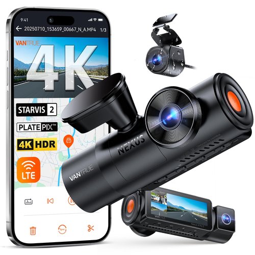 Vantrue N4 Pro S 4K 3 Channel Dash Cam w/Triple STARVIS 2, 4K+1080P+2.5K Front Inside Rear Dash Camera, HDR IR Night Vision, Voice Control, Parking Mode, GPS, Wi-Fi, Support 1TB