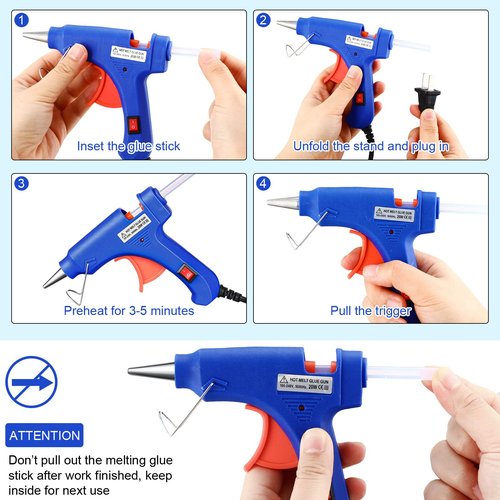 Zhengmy 6 Pieces Mini Hot Glue Gun Crafts Hot Melt Guns Fast Preheating and Easy Squeeze Trigger for School DIY Arts Class Projects Office Home Quick Repairs (Blue)