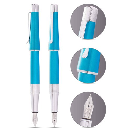 Cross Beverly Refillable Fountain Pen, Medium Nib, Includes Premium Gift Box - Translucent Teal Lacquer