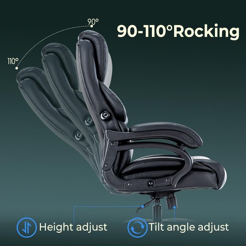 TUORUI Big and Tall Office Chair 500LBS,Heavy Duty Office Chairs，Executive Office Chair，Comfortable Computer Desk Chair Comfy with Adjustable Lumbar Support Black