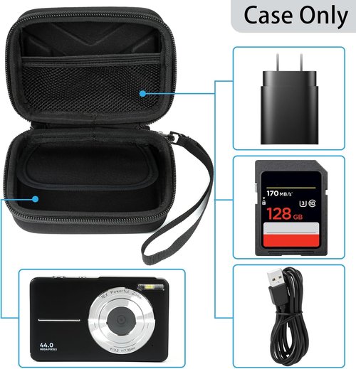 AbergBest Digital Camera Case - Travel Protective Carrying Case for 21MP Cameras | Black