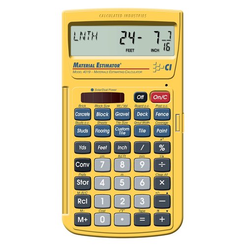 Calculated Industries 4019 Material Estimator Calculator | Finds Project Building Material Costs for DIY’s, Contractors, Tradesmen, Handymen and Construction Estimating Professionals,Yellow