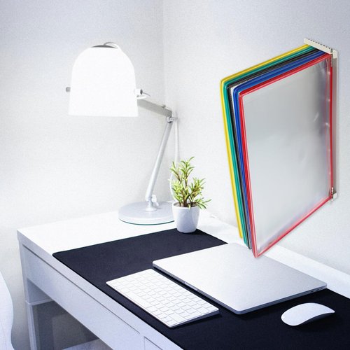 NUOBESTY Transparent Wall Hanging File Organizer – 10-Page Flip File Folder, Clear PVC Document Holder for Space-Saving Office, School, Home Storage