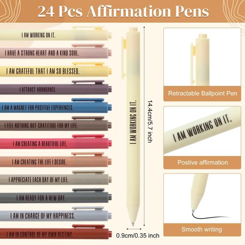 Kosiz 48 Pcs/24 Set Positive Affirmation Gifts Gratitude Spiral Notebooks with Pens Motivational Encouragement Notepads Daily Affirmations Journal for Women Christmas Holiday Gifts (Rainbow)
