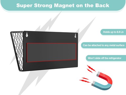 Glolaurge 1-Tier Magnetic File Holder for File Cabinets, Refrigerator, Whiteboard, Magnetic Paper Holder, Magnetic Mail Holder, Black Magnetic Folder Holder