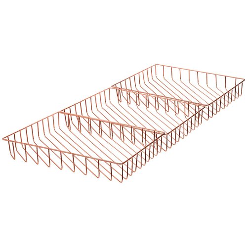 Okllen 3 Pack Wire Desktop File Organizer, Rose Gold Paper Tray, Office Document Storage Basket for Home, Pantry, Classroom