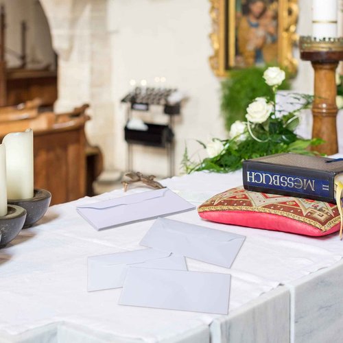 1000 Pcs Blank Church Offering Envelopes White Tithe Donation 6.3 x 3.1 Inch Cash Tithe Envelopes for Church Wedding Check Cash Holder Gifts