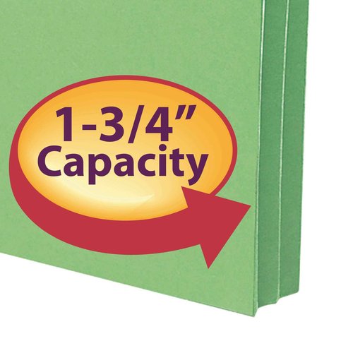 Smead File Pocket, Straight-Cut Tab, 1-3/4" Expansion, Letter Size, Green, 25 per Box (73216)