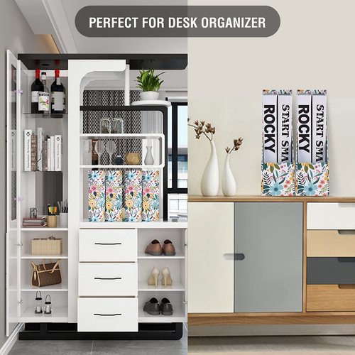SUIN 2 Packs Foldable Magazine-File Holder, Seamless Floral Design File-Boxes Desk Organizer for Office/Home/School, Cardboard