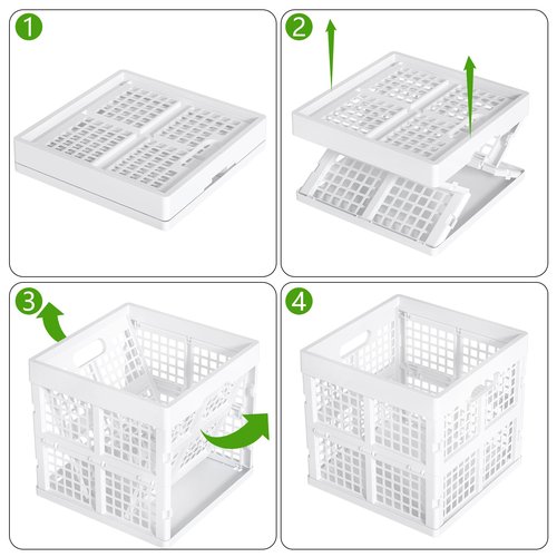 Wakikini White Square Milk Crate, 18 L Plastic Stackable Utility Crate, 3 Pack