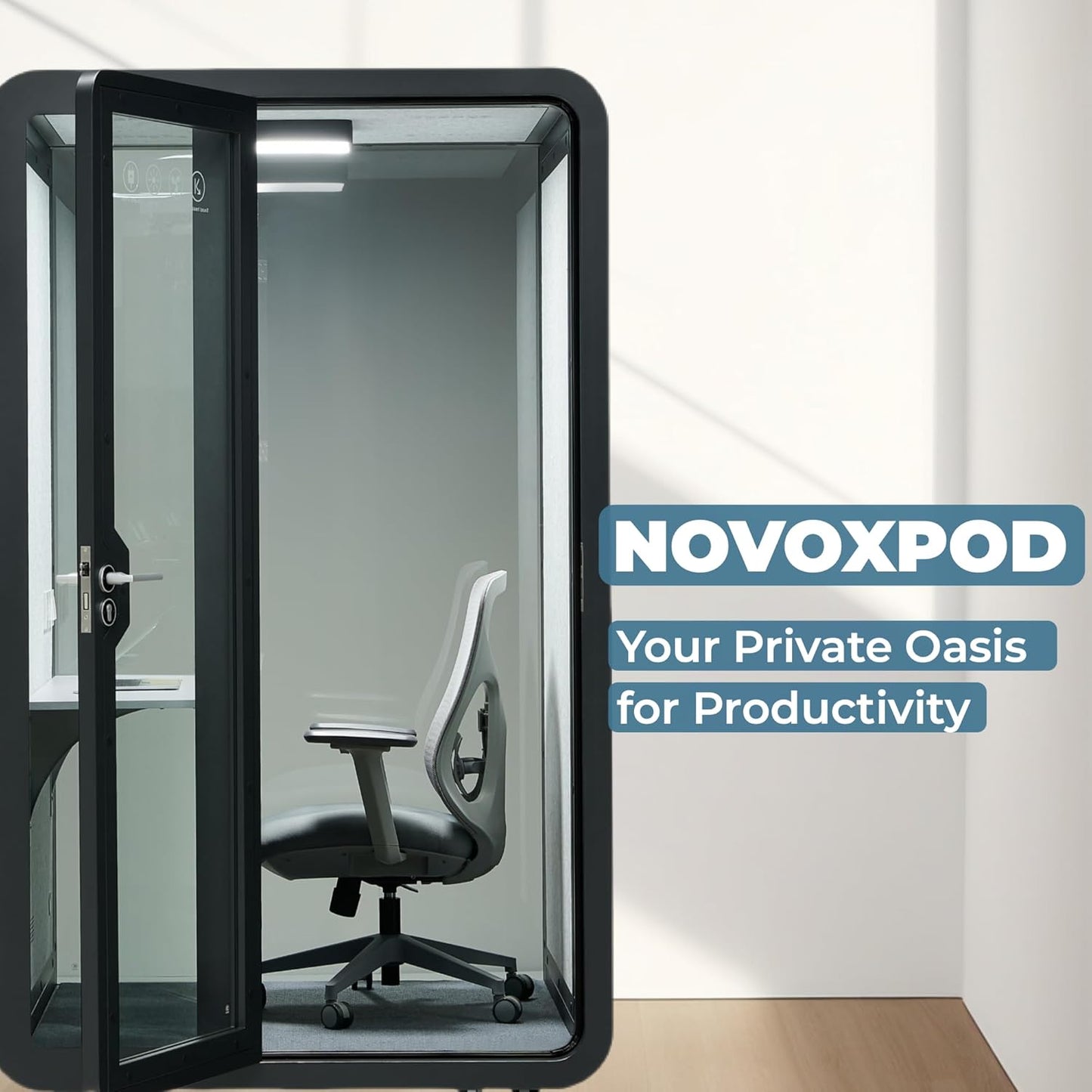 Solo Office Pod - Soundproof Mobile Office Booth with Desk, LED Light & USB Ports | Black