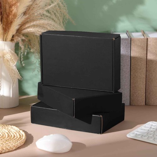 Qilery 100 Pcs Shipping Boxes Cardboard Gift Corrugated Cardboard Boxes Mailer Packaging for Mailing Small Business Present (9 x 6 x 2 Inches,Black)