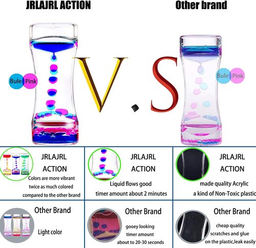 Liquid Motion Bubbler Timer Fidget Toy - 3 Pack Sensory Calming Toy for Kids & Adults