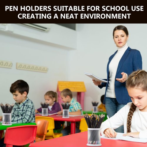 Sherr 50 pcs Pen Holder Cups Bulk for Desktop Storage Plastic Stationery Round Pencil Makeup Marker Organizers Cosmetics Makeup Brush Container for Office Desk Home School Supplies (White)