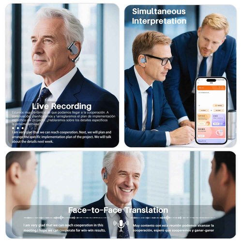 AI Translation Earbuds Real Time 164 Languages Translator Earbud 3 in-1 Bluetooth 5.4 Audifonos Traductores Inglés Español Translating Device for Travel Business Leaning iOS & Android Compatible
