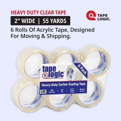 AVIDITI Packaging Tape for Boxes, 2in x 55 Yards, 6-Pack | Clear Acrylic Tape Strong for Packing, Mailing, Boxing, Package, Shipping, Moving, Home and Office, Bulk Refill for Dispenser