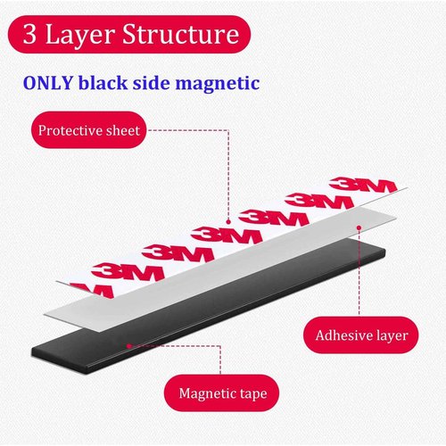 Towjug Flexible Magnetic Tape Strip Roll with 3M Adhesive Backing,(1in Wide x40ft Long) Sticky Magnet Tape Strips for Kitchen, Garage Whiteboards Fridge DIY Organization