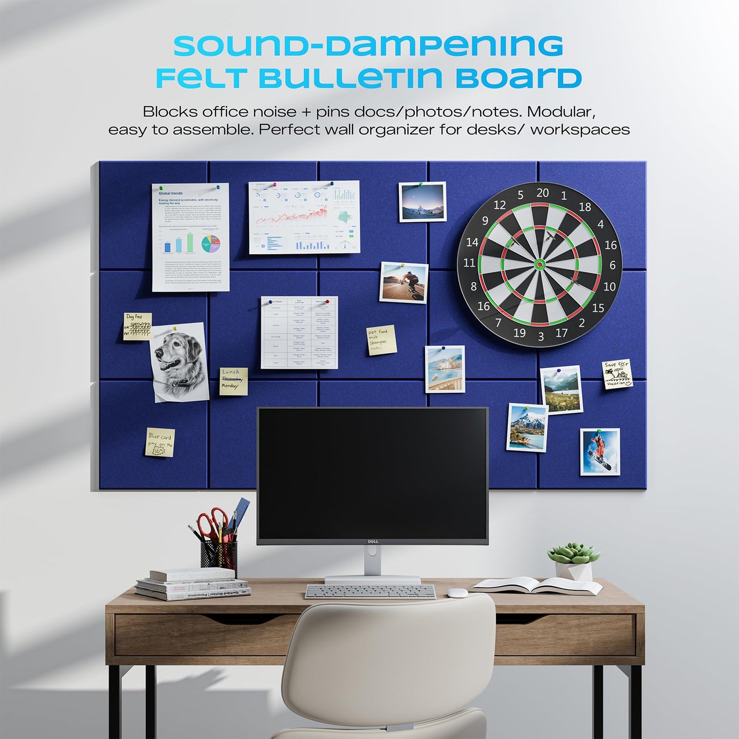 22 Pack Self-Adhesive Acoustic Panels, 12" X 12" X 0.4" High-Density Sound Proof Foam Panels for Walls, Soundproof Wall Panels for Home & Office (Blue)