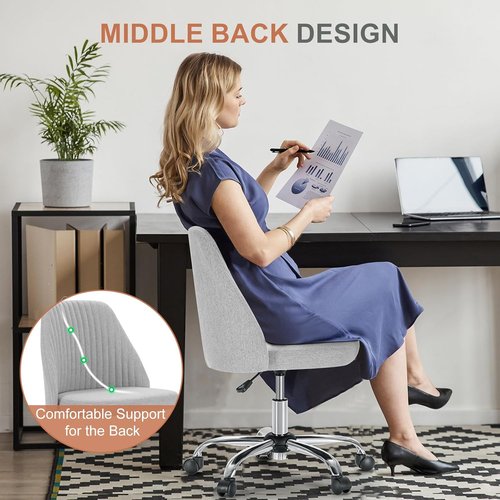 DUMOS Comfy Office Chair - Height Adjustable Swivel Desk Chair with Wheels | Classic Grey for Home & Office