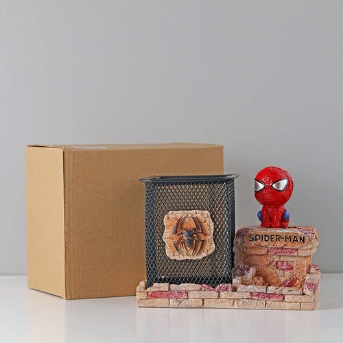 BREIS Spiderman Pen Holder, Creative Novelty Office Desk Decorations Man boy Girls Gadgets Stationery Storage Box Unique Gifts for Spiderman Fans (Red-A)