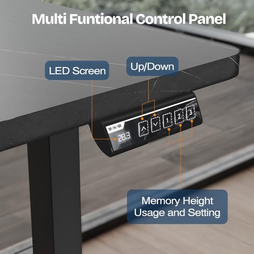 Monomi Height Adjustable Electric Standing Desk, 55 x 24 Inches Stand up Desk, Sit Stand Home Office Computer Desk(Black Frame+Marble Black Top)