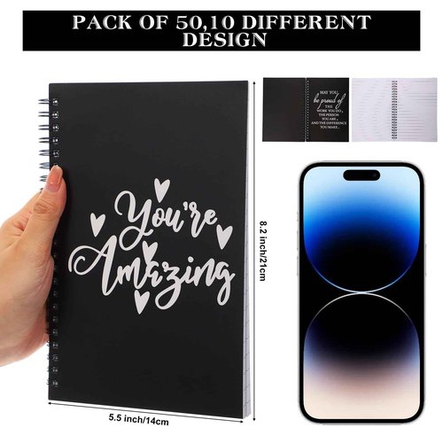 Yeaqee Thank You Gifts Bulk Employee Appreciation Gifts Inspirational Spiral Notebook/Journal for Medical Assistant Vet Tech Women Men Office School Coworker Teacher Volunteer Present(Classic,50 Pcs)