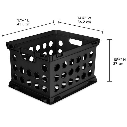 DqOasd File Crate, Stackable Plastic Storage Bin with Handles,Organize Files at Home, Garage, Office, School, Black