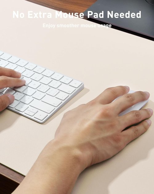 Aothia Faux Leather Desk Mat - Large Non-Slip Mouse Pad with Waterproof Surface | Beige (63" x 17")