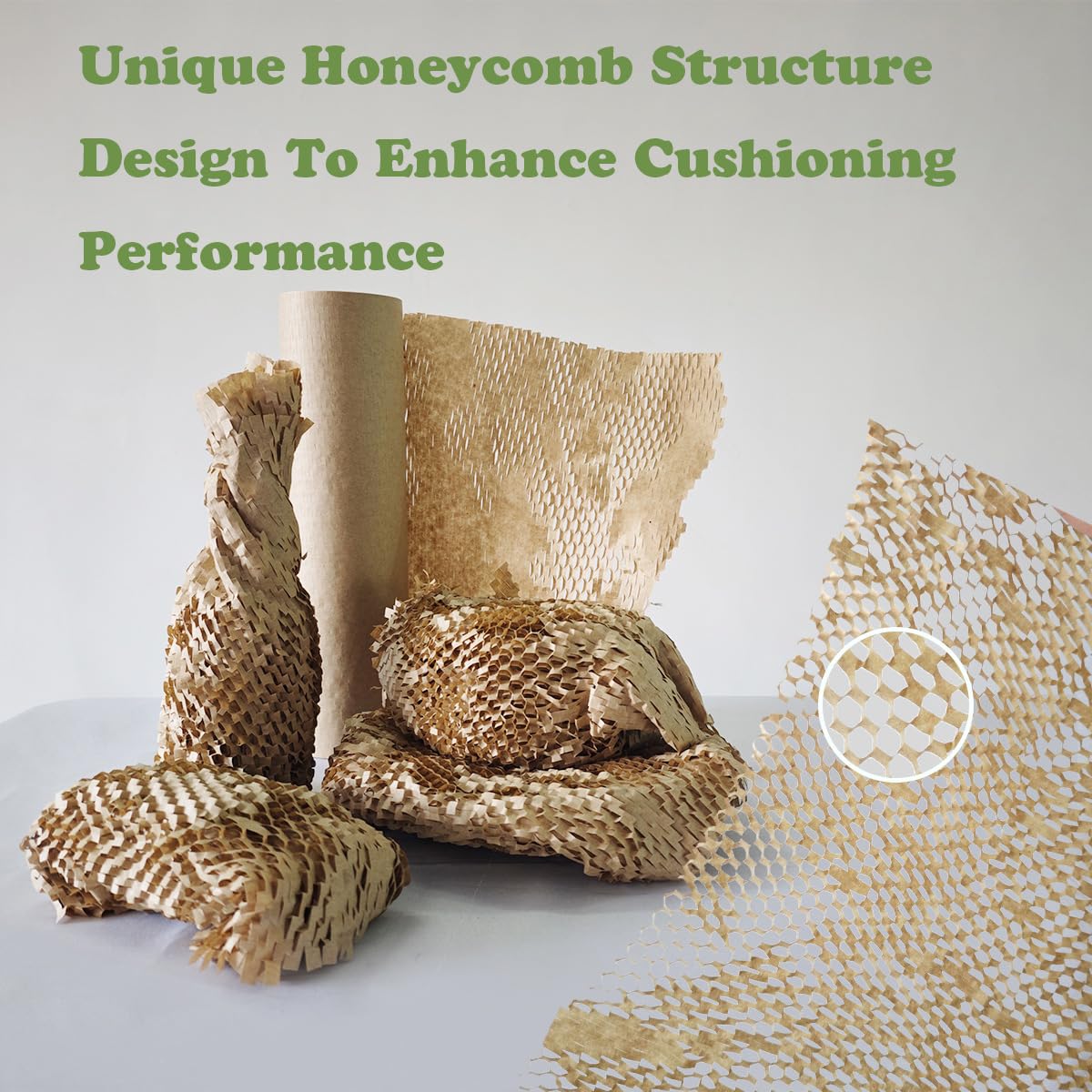 Honeycomb Packing Paper 12" W x 60' L Packing Paper for Moving Products & Gifts Honeycomb Wrapping Paper Recyclable and Biodegradable Cushioning Packing Material with 20 Fragile Stickers
