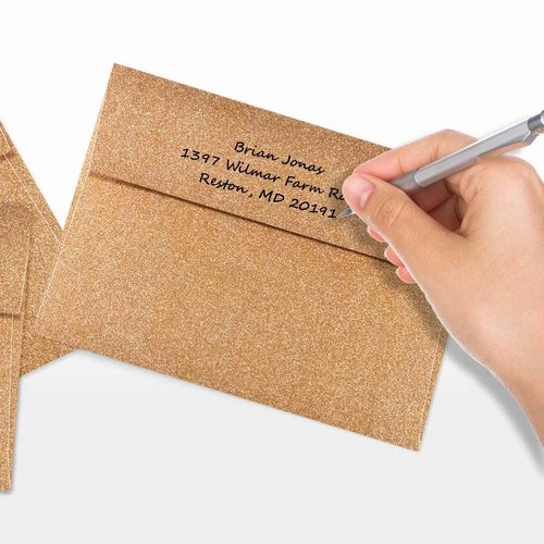 LUXPaper A7 Invitation Envelopes | Peel & Press | 5 1/4" x 7 1/4" | Rose Gold Sparkle | 90lb. Text | 50 Qty