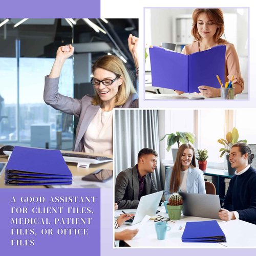 Skyygemm 24 Pcs End Tab Classification Purple File Folders 3 Dividers Letter Size with 3.5'' Fasteners and 2 Prongs, Manila Folders Bulk for Office Business Classroom