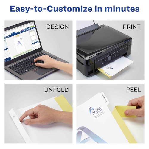 Avery 8-Tab Print-On Binder Dividers, White Tabs, 25 Sets (11554)