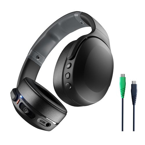 Skullcandy Crusher Evo Wireless Bluetooth Headphones with Multi-Sensory Bass and Charging Cable, Noise Isolating Over-Ear Fit, Up to 40 Hours Battery, Microphone for iPhone Android - True Black