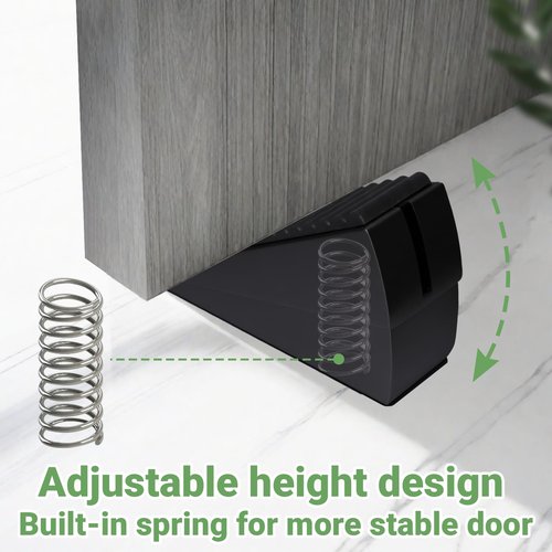 Large Door Stopper - Metal Door Wedge, Tall Door Stopper, Spring Rubber for Extra Strong Grip (Black, 1 Pack)