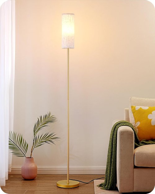 EDISHINE Floor Lamp - 63.7in Minimalist Standing Light with Foot Pedal Switch | 3 Color Temperatures, Gold