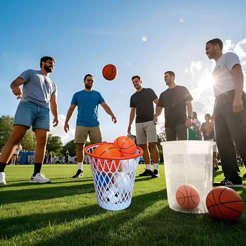 8 Pcs Basketball Trash Can 4.5 Gallon Basketball Garbage Can Plastic Waste Basket Trash Bin Gift for Home Office Kitchen Living Room Gym