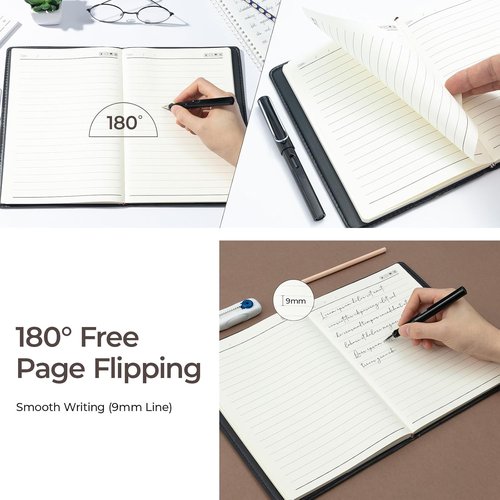 M&G Leather Hardcover Journal | 230 Pages, Large B5 Size, Thick Ruled Notebook for Writing (Black & Brown)