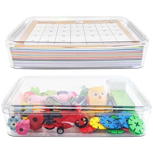 Aruihm 2 Pack Plastic Stackable Storage Box with Lids, Clear, Versatile A4-Sized Storage Suit for A4 Size Paper Storage Documents, School Supplies, Office Essentials