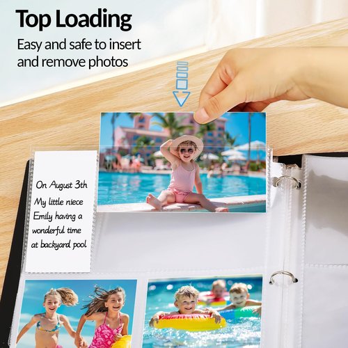 Fabmaker 100 Pack 4x6 Photo Sleeves for 3 Ring Binder - 600 Photos, Clear Album Refill Pages, Acid Free Plastic Archival Protector Sleeves, Pages Sheets for 8.5x11 Binder