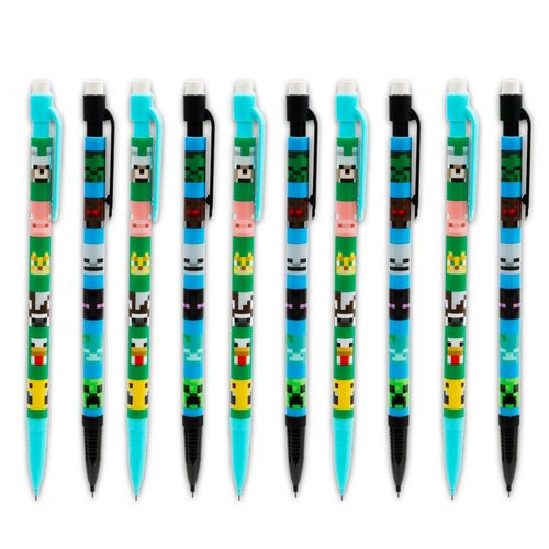 Minecraft 10 Count Mechanical Pencils for Classroom Set - School Supplies Bundle with 10 Pencils, 4 Erasers, Plus Stickers, More School Supplies for Kids, Boys, Girls