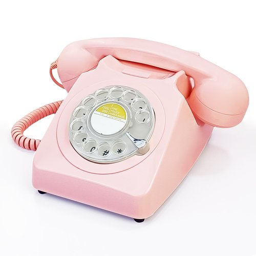 Pink Retro Rotary Landline Phone, 1960s Vintage Rotary Dial Telephone Old Fashioned Decorative Antique Phones with Mechanical Ringer for Home/Office/Hotel/,Old School Telephone