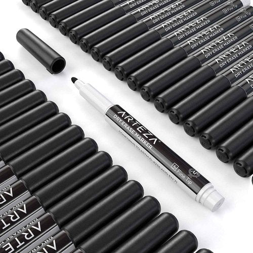 ARTEZA Dry Erase Markers Pack of 52 and Dry Erase Markers Pack of 52 Black Color Bundle, Whiteboard Pens, Office Supplies for Back to School, Office, Home