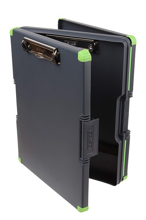 Dexas Duo Clipcase, Double Sided Clipboard Design, Portable Clipboards 13”x10” Gray/Green, Combine Style and Functionality Office Supplies for Nursing, School, Work, Trades, Home Office