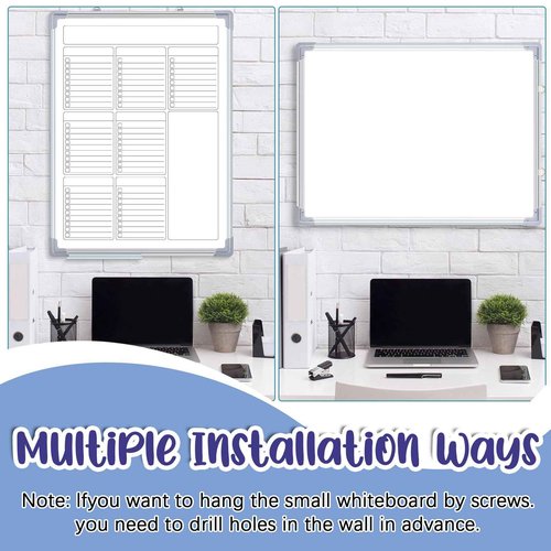 Lincia Magnetic to Do List Whiteboard for Wall 24" x 18" Large Weekly Dry Erase Board, Hanging Double-Side White Board Calendar for Planning Drawing Memo Home Kitchen Office(White)