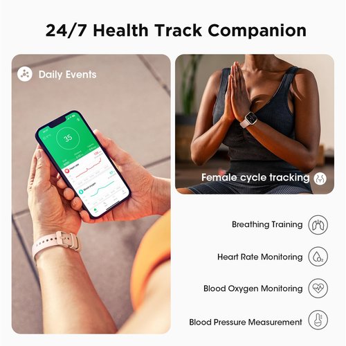 Health & Fitness Trackers for Women Men: 100 Day Battery Life Activity Tracker with Answer/Make Call Blood Pressure SpO2 Sleep Heart Rate Monitor 120+ Sports 5ATM Smart Watch for iPhone Android Pink