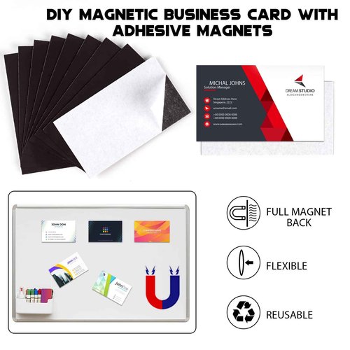 Business Card Magnets with Adhesive Backings 3.5X2" Pack of 500PCS.Self Adhesive Anisotropic Magnetic Tape,Peel and Stick Magnetic Name Cards,Bulk Package and Wellcost