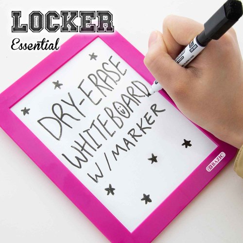 BAZIC Products White Board 5"x7", Magnet Attached to Locker, Small Plastic Frame Dry Erase Board 1 Dry Erase Marker, 4-Pack
