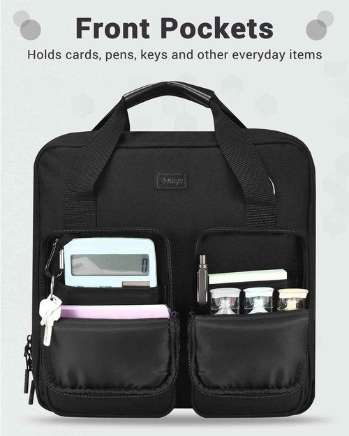 Soulgo 3 Inch Zipper Binder 3 Ring with Sturdy Shoulder Strap & Multi-Pocket, Binder with Zipper Holds Up to 700 Sheets for Office School, Compatible with 13” MacBook Laptop ipad(Black)