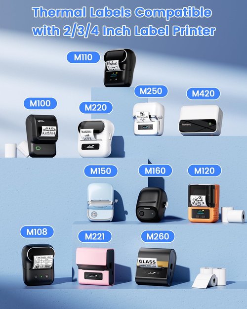 Phomemo Thermal Label Paper - 3 Rolls of Self-Adhesive Labels, 1.96'' x 0.79'' (50x20mm) | 320 Labels/Roll