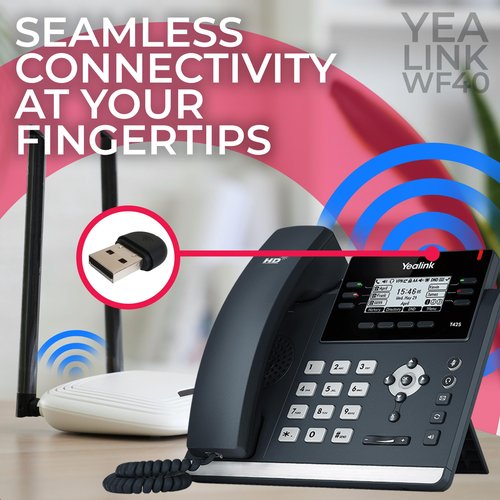Yealink WF40 USB Wi-Fi Dongle Adapter for Desk Phones - Compatible Phone Models - T46U, T48U,T43U, T44U, T42U, T46S, T48S, T42S,T41S, T53, T52S, T27G, T29G, T46G,T48G Global Teck Microfiber Cloth